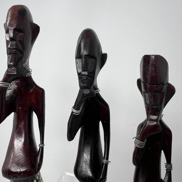 Set of 5 Vintage African Tribal Wood Figurines Sculptures Art Decor Hand-Carved - Picture 7 of 10